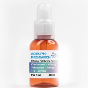 Adelphi Research Fat Burning Liquid bottle containing Clenbuterol, Yohimbine, and T3 blend