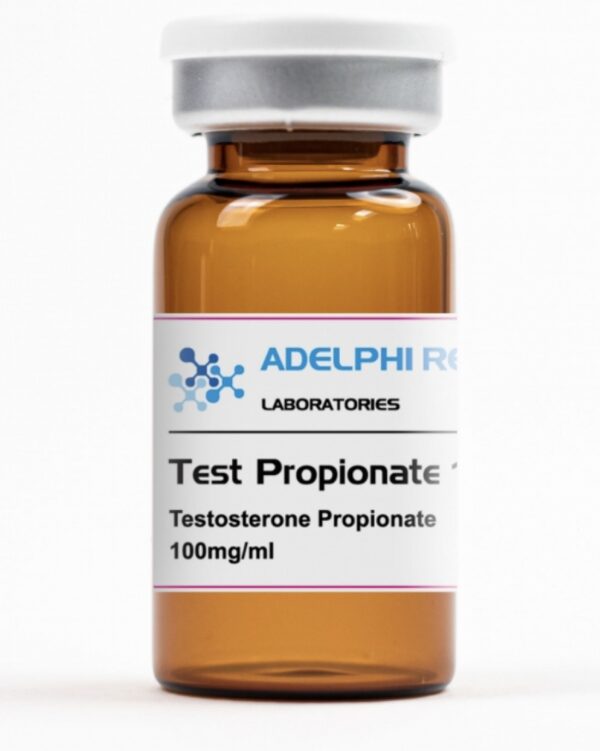 Adelphi Research Testosterone Propionate 100mg/mL injectable vial with product label