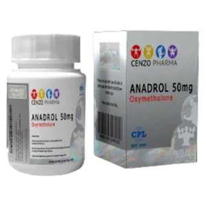 Cenzo Pharma Anadrol 50mg tablets bottle, 100 tablets containing Oxymetholone for medical use