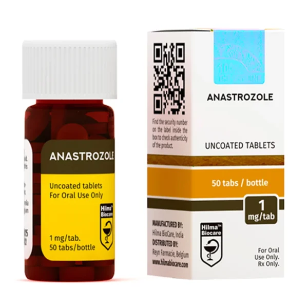 Hilma Biocare Anastrozole 1mg tablet blister pack on white background