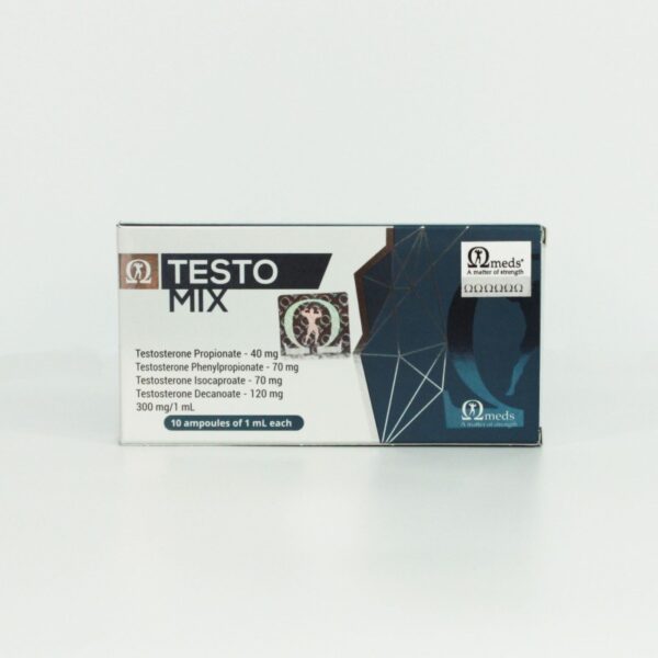 Omega Meds Testo Mix 300mg/mL vial, injectable testosterone blend for hormone therapy