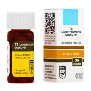 Hilma Biocare T3 25mcg tablets bottle, thyroid hormone replacement therapy