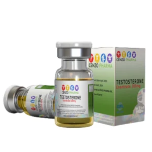 Cenzo Pharma Testosterone Enanthate 300mg/mL vial with product label and packaging.