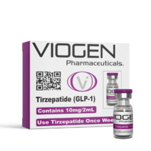 Tirzepatide 10 mg vial with bacteriostatic water by Viogen Pharmaceuticals for laboratory and analytical use