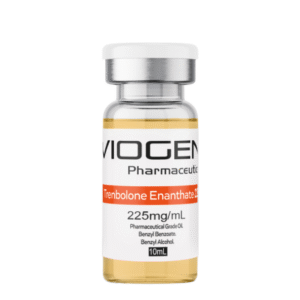 Trenbolone Enanthate 225 mg/mL injectable vial by Viogen Pharmaceuticals for laboratory and analytical use