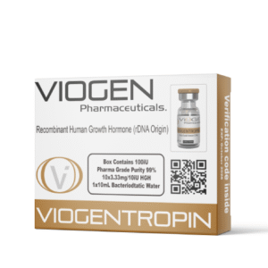 Viogen Viogentropin 100 IU injectable solution – 10 × 10 IU vials with 10 ml bacteriostatic water for lab and analytical use